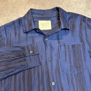 Kardo Handmade Shirt Mens Small Long Sleeve Cotton Embroidery All Over Pattern